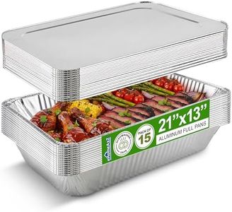 EHOMEA2Z Large Aluminum Pans With Lids Disposable Full Heavy Duty Roasting, Broiling, Baking, Catering Pans 21x13x3 (15, Full-Size w/Lids)