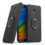 Mobirush Armor Shockproof Soft TPU and Hard PC Back Cover Case with Magnetic Ring Holder for Redmi Note 4 / Note 4X - Armor Black