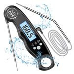 CIRYCASE Meat Thermometers, Fast & Precise Read Food Thermometer with 102cm Wire Probe, Backlight LCD Display, Calibration Function, BBQ Thermometer for Kitchen, Outdoor Cooking, Liquid & Grill