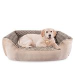 JOEJOY Rectangle Dog Bed for Large Medium Small Dogs Machine Washable Sleeping Dog Sofa Bed Non-Slip Bottom Breathable Soft Puppy Bed Durable Calming Pet Cuddler, Beige