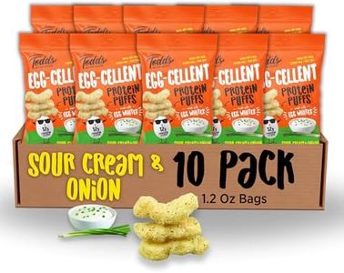Todd's Better Snacks Egg-Cellent Protein Puffs, Sour Cream & Onion – 12g Protein, Gluten-Free, Paleo-Friendly, Baked, GLP-1 Compliant – Healthy Snack, Made with Egg Whites – 1.2 Oz (Pack of 10)