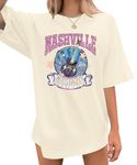 UNIQUEONE Nashville Tshirt Women Country Concert Outfits Oversized Guitar Graphic Tee Band Tops Tennessee T-Shirts Apricot