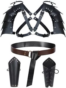 ALAMIYA Medieval Knight Leather Belt Shawl Men Renaissance Half Shoulder Cape Scarf Buckle Bracers Retro Accessories(Type12) One Size