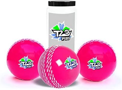 jaspo T20 Plus Practice Cricket Balls (Pack of 3) for Indoor & Outdoor Play,Weight 125-1 30 GMS, Colour Pink, Synthetic Rubber Material