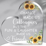 Bucherry Coworker Gifts for Women, Chance Made Us Colleagues, Friend Gifts Birthday Gift for Women Friendship Keepsake Workmates Inspirational Gift for Female Work Bestie (Heart Sunflower)