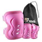 JBM Kid/Youth/Adult Knee Elbow Pads Wrist Guards Protective Gear Skate Pads for Boys and Girls for Inline Skating Roller Skates Cycling BMX Bike Skateboard Scooter Riding Beginner Scooter