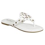 Pierre Dumas Women's Limit-24 Vegan Flip Flop Thong Slide Flat Sandal, White, 8 UK