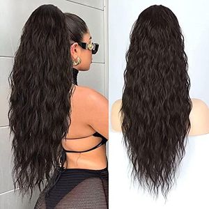 Ponytail Extensions, Brown, Long Wrapped Hairpiece, Ponytail, Natural Synthetic Hair, Hair Extensions for Women, Afro Braid Ponytail, Approx. 65 cm, 095B