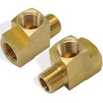 2pcs 1/4" NPT Female Pipe to 1/4" NPT Male Pipe to 1/4" NPT Female Metals Brass Barstock Street Tee Pipe Hose Fitting Title