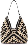 JENSVOIR Straw Beach Bag for Women - Hand-woven Shoulder Bag, Hobo Crossbody Handbag for Beach Picnic Vacation