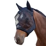 Harrison Howard CareMaster Midge-proof Fleece Padding Horse Fly Mask Half Face with Ears Black XL Extra Full Size