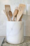 R&M RM Natural Marble Multi-Functional Tool Crock Utensil Flatware Holder Kitchen Countertop Organizer Wine Cooler, 5" Diam. x 6" H, Off-White (color may vary)