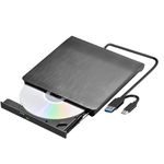 External CD DVD Drive, Portable USB 3.0 Type-C DVD/CD RW Writer Burner Drive High Speed Player Optical DVD Drive External Disk Drive for Laptop PC, Desktop,Mac, IOS, Windows 11/10/8/7 / XP/Vista/Linux