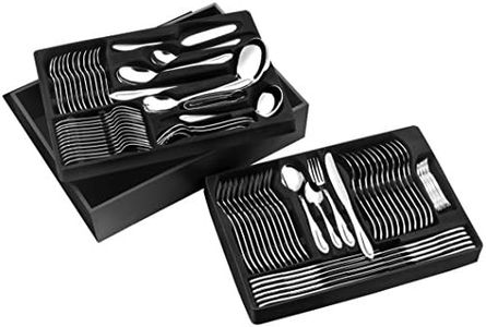 Pradel Excellence - Ménagère Miroir 84 Pièces Coffret Noir pour 12 Personnes - Ensemble de Table Complet en Inox - Set de Couteaux, Fourchettes, Cuillères, Louches, Pelle, Pince et Couverts de Service