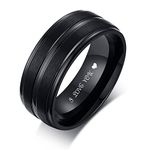 Personalized Matching Promise Rings for Couples Set with 2 Rings Black CZ Wedding and Engagement Ring Set for Women and Men Couples Promise Rings for Him and Her Titanium Inside Engraved Name Rings,