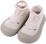 Jopenope First Walking Shoes Socks Non-Slip Baby Shoes Breathable Slip-On Toddler Sock for Infant Boy Girl Outdoor Indoor Beige