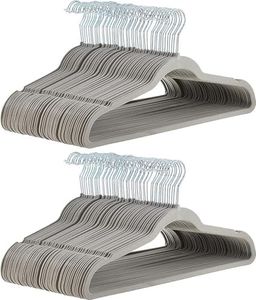 Amazon Basics Lot de 100 cintres en velours pour costumes Gris