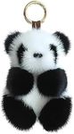 GuoQiao Soft Furry Panda Doll Keychain Plush Keyring Women Handbag Car Key Holder Bag Wallet Ornaments Pendant Toy for Girl Gift