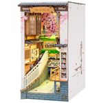 Rolife Sakura Densya Book Nook Kits for Adults DIY Miniature Kit with LED Light for Desk Library Bookshelf Decoration 3D Wooden Puzzle Booknook Model Kits for Adults to Build Gifts for Women (TGB01)