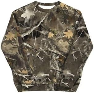 BEAUDRM Men's Vintage Camo Sweatshirts Crew Neck Fleece Shirt Long Sleeve Pullover Camouflage Hunting Tee Tops Streetwear Green Large