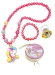 LE DELITE Unicorn Stylish Designed Fancy Western Traditional Necklaces Chain with,ring and bracelet set Chocker Locket Pendant Party-Wear Fashion Jewellery For kids, Girls Trendy, Modern.