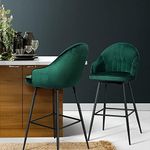 Artiss Bar Stools Stool Set of 2 Kitchen Counter Barstools Dining Chair Velvet Metal Green in 72cm Seat Height Floor for Home Bar Dining Room Cafe Outdoor Indoor