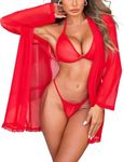 Avidlove Sexy Sheer Floral Lace Pajamas Lingerie Set Bra and Panty 2 Piece & Lace Kimono Robe