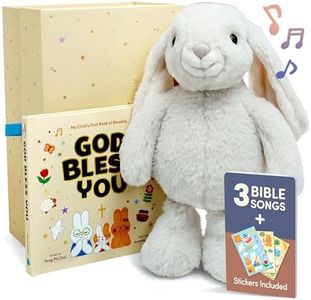 Praise Bunny Gift Set - 11-inch Plush Toy with 3 Bible Songs - Includes Hardcover Book, Stickers, Keepsake Box | Premium Christmas Gift for Christian Boys, Girls, Babies & Toddlers | Baptism, Easter