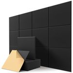 Sound Proofing Panels, Kuchoow Acoustic Panels Self-Adhesive, 12 Pack High Density Soundproofing Panels for Ceiling/Door/Wall Decoration and Acoustic Treatment (12" X 12" X 0.4") Black