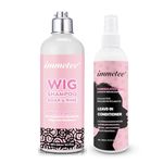 immetee Wig Care Kit, Wig Shampoo and Conditioner Spray for Synthetic Hair, 2 in 1 Synthetic Hair Shampoo & Conditioner Sets Gentle Cleansing, Leaving Hair Smooth & Tangle-free