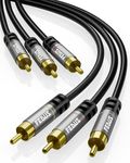 FEDUS RCA cable, 10M 3RCA Male to 3RCA Male Double Shielded Oxygen-Free Copper RCA to RCA cable, Heavy Duty Gold Plated Stereo Audio Video Cable, AV cable for TV, LED Home Theater, DTH, Laptop PC DVD