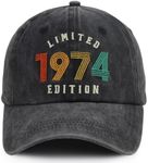 KKMKSHHG Limited 1974 Edition Baseball Cap for Men Women, Embroidered Adjustable Cotton 50th Birthday Party Decorations Hat, Black, One Size