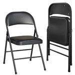 KAIHAOWIN Folding Chairs 2 Pack Vinyl Folding Chairs Portable Easy Storage Foldable Chair-Stackable Morden Commercial Seat with Powder-Coated Durable Metal Frame for Indoor/Outdoor Office Camping