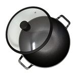 Meyer - Pre-Seasoned Cast Iron Kadai with Lid, Induction Cooktop Compatible (4.7L/5qt, 30cm/12in)