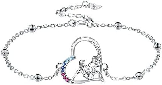 Arrebol Pulseras Madre e Hija con Colgante de Corazon Mujer Plata de Ley 925 Pulsera con 3A Zirconio Mejor Amigo Regalo para Día de la Madre/Navidad/Cumpleaños