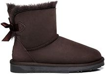 EVERAU Women Short Boots Australia Sheepskin Wool Water Resistant Mini Back Bow