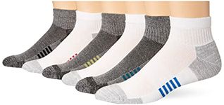 Amazon Essentials Men's Standard 6-Pack Performance Cotton Cushioned Athletic Ankle Socks, Grey Multi, 6-12