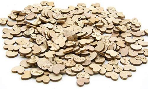 WildWave 300PCS Rustic Wooden Love Hearts Shaped Wood Slices Crafts for Wedding Table Scatter Decoration