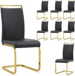 AISYKOD Dining Chairs Set of 8, Modern Dining Room Chairs with Faux Leather Upholstered Seat High Back and Sturdy Chrome Legs, Sillas De Comedor Chairs for Dining Room, Kitchen, Living Room,Black