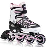 2pm Sports Adjustable Inline Skates, Stylish Design Beginner Roller Skates for Boys and Girls - Pink Medium