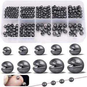 Annyswit 300 Piezas/10 Tamaños Plomos de Pesca en Forma de Balín Set 2g 1.5g 1.2g 1g 0.8g 0.6g 0.5g 0.4g 0.3g 0.2g Plomos Extraíbles Pesos de Plomo para Estabilización de la Línea y el Cebo