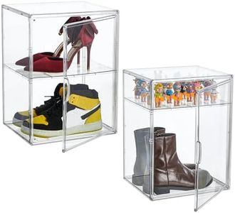 Attelite XX-Large Shoe Storage Boxes, Boot & Shoe Box Organizers with an Adjustable Divider, set of 2, Shoe Boxes Clear Plastic Stackable with Lids, Big Display Storage Box Fit for Men US Size 15