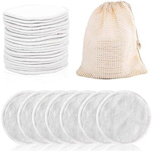 30 Pack Reusable Makeup Remover Pads, VIPITH Bamboo Reusable Cotton Rounds for Toner, Washable Eco-Friendly Pads for All Skin Types with Cotton Draw String Laundry Bag