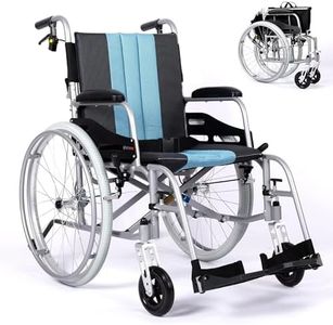 SUMELL Magnesium Lightweight Wheelchair - 21lbs Self Propelled Chair with Travel Bag and Cushion, Portable and Folding 17.5�” W Seat, Park & Brake Anti Tipper, Swing Away Footrests, Ultra Light, Blue