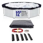 SET SunSolar Energy Technologies- Premium Series Above Ground Solid Pool Cover for 12 Foot Round Swimming Pool - Winter Pool Cover with Sturdy Cable and Winch 8-Yr Guarantee. Cover Clips Included.