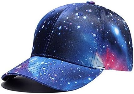 Quanhaigou Galaxy 3D Printed Adjustable Baseball Cap,Unisex Hip Hop Snapback Star Sky Space Plaid Hat Blue