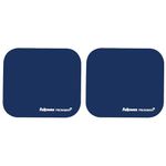 Fellowes Mouse Mat with Non-Slip Rubber Base - Mouse Pad with Antibacterial Protection - Suitable for Both Optical and Laser Mice - 199 x 232 x 2mm - Blue (Pack of 2)