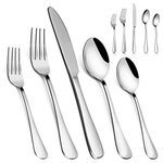 Silverware Set，MASSUGAR 20-Piece Silverware Flatware Cutlery Set, Stainless Steel Utensils Service for 4, Include Knife/Fork/Spoon, Mirror Polished