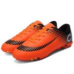 YHLLZY Boys Football Boots Kids Football Shoes Astro Turf Trainers Girls Soccer Athletics Training Shoes Teenager Outdoor Sport Shoes Sneakers Orange 6UK