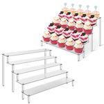 2Pcs Acrylic Risers Display Stand for Action Figures, 5 Tier Clear Display Collectibles Dessert Holder, Durable Showcase Display Shelf for Toys Jewels Figurines Cosmetics Decoration and Organizer